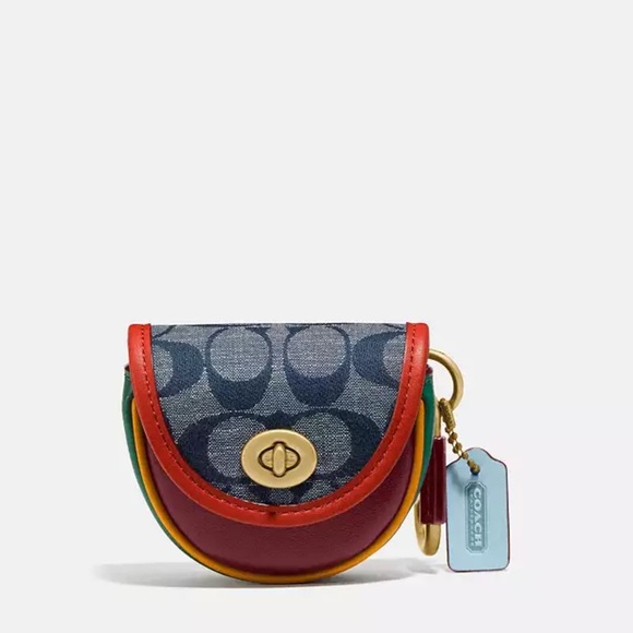 Coach Saddle Bag Charm in Signature Chambray - Picture 1 of 3